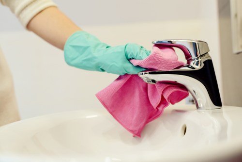 Service worker preparing for a UK booking under terms and conditions