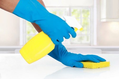 Close-up of stain removal during mattress cleaning process